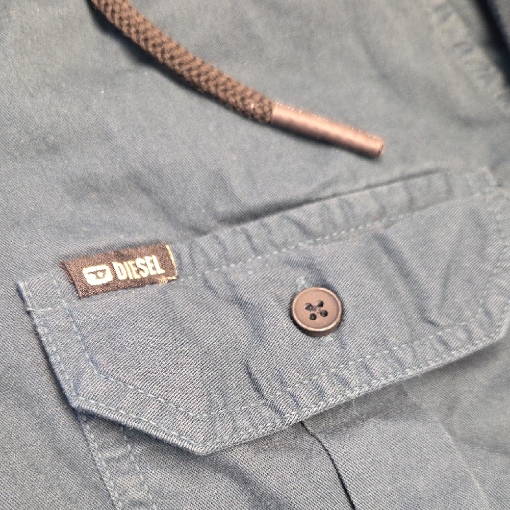 Diesel Blue-Teal Hooded Lightweight Shirt Jacket - Picture 2 of 9